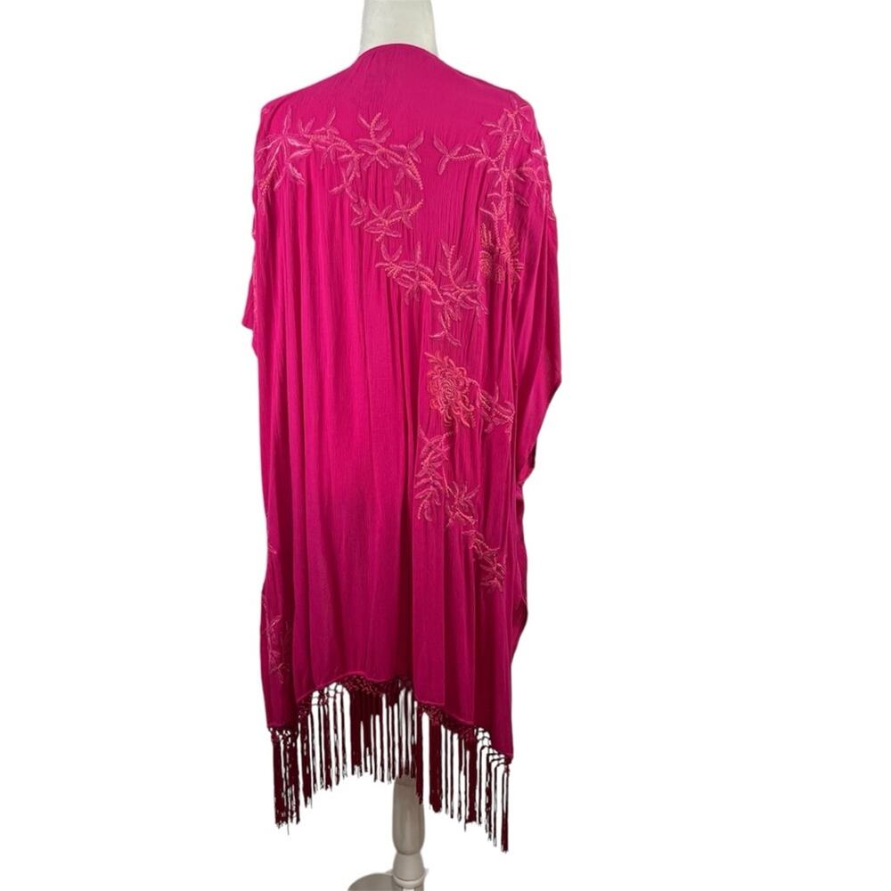 Chico's Fuchsia Floral Fringe Wrap - Picture 11 of 16